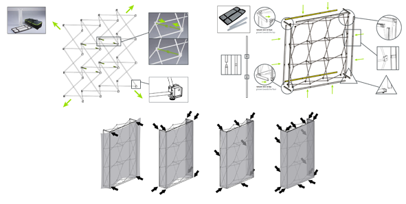 Montage du stand parapluie tissu tendu droit 1x4